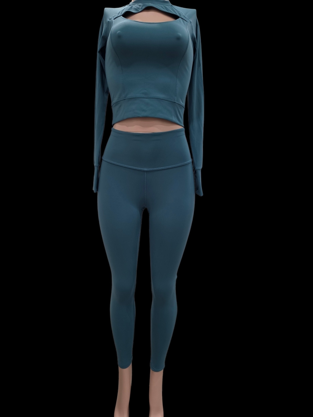 TALA SkinLuxe Teal Long Sleeve Cutout Top & Leggings Set Size S